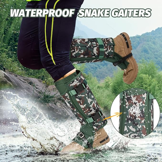 ZHZ Snake Gaiters Durable Waterproof Snake Chaps Lower Legs Protection,Snake Guards with Adjustable Size for Men & Women,Used for Hunting,Hiking and Farm Work