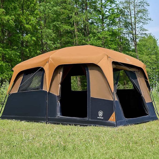 EVER ADVANCED 10 Person Camping Blackout Tent, Multi Room Tent for Family, Large Tents with Rainfly and Carry Bag, 2 Doors, Water-Resistant, 14ft x 10ft x 84in