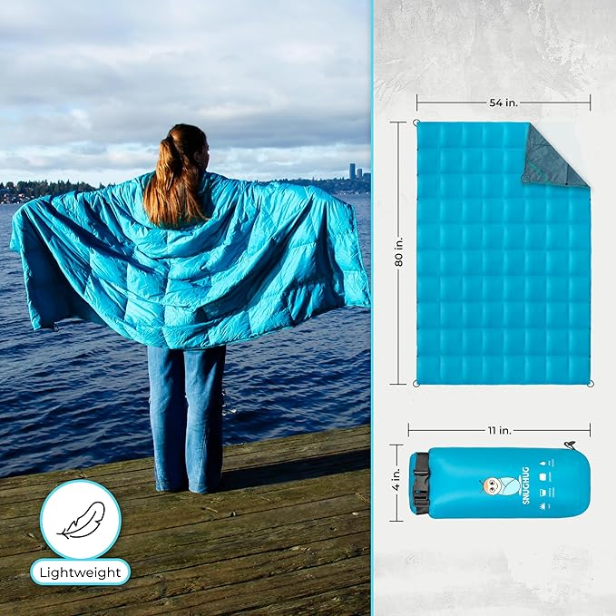 Puffy Blanket for Cold Weather - Down Camping Blanket with Sustainable Insulation, Lightweight & Warm Outdoor Camping Quilt, Water-Resistant, Compact & Packable
