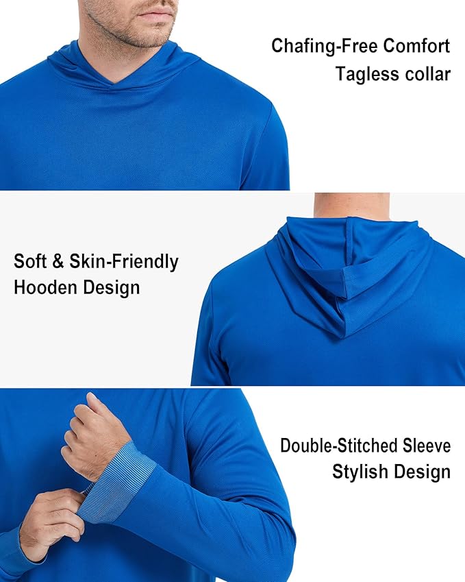 ProtectX High Visibility Sun Protection Lightweight Long Sleeve Hoodie, UPF 50+ Quick-Dry, SPF UV Shirt, Active Wear