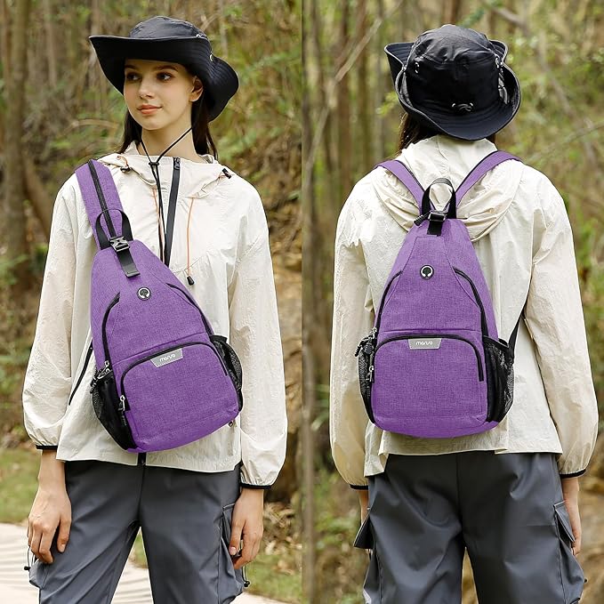 MOSISO Sling Backpack Travel Hiking Daypack, Crossbody Convertible Sling Bag with Front Pocket One Shoulder Chest Bag