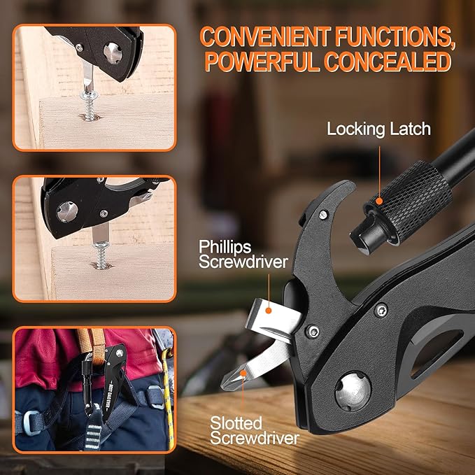 Stocking Stuffers for Men Adults, Multitool Carabiner with Pocket Knife, Christmas Gifts for Dad Men, Folding Knives, Bottle Opener, Window Breaker and Screwdriver, Survival Gear for Camping Hiking