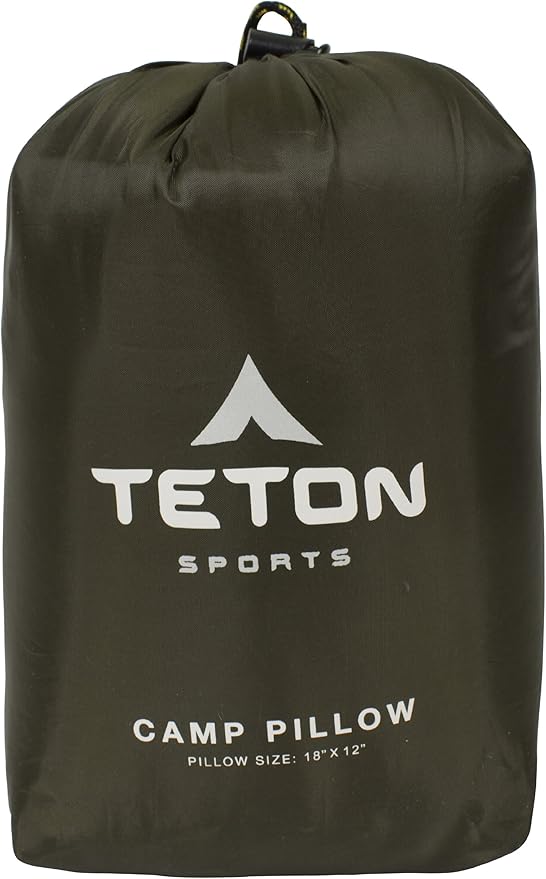 TETON Sports Camp Pillow; Great for Travel, Camping and Backpacking; Washable, Green, 12 x 18 inches; 9.6 Ounces
