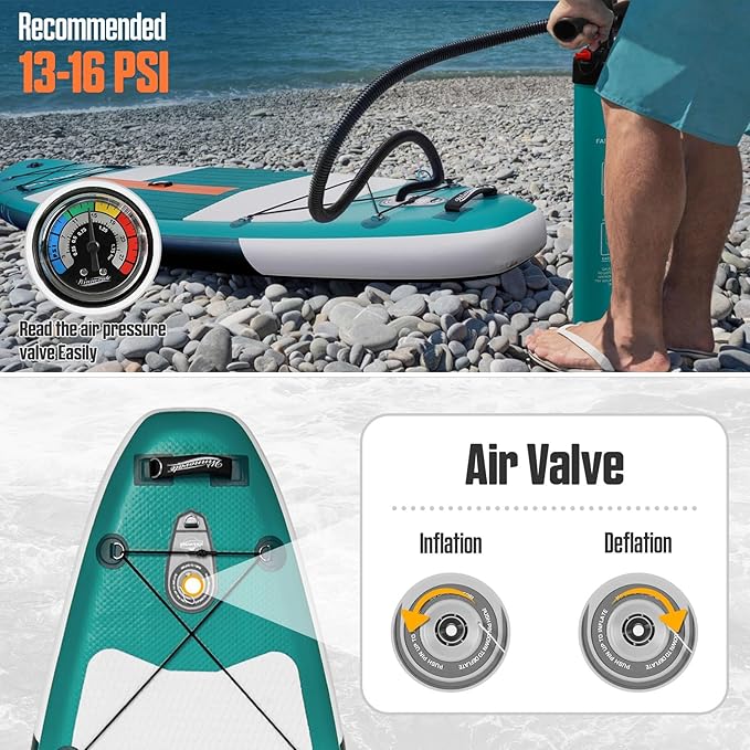 11'6"x35"x6" Wood Grain Stand Up Paddle Board Inflatable, Portable SUP Paddleboard with Complete Accessories, Camera Mount and 10L Dry Bag,Extra Wide Blow Up Paddle Board for Adults Youth Family