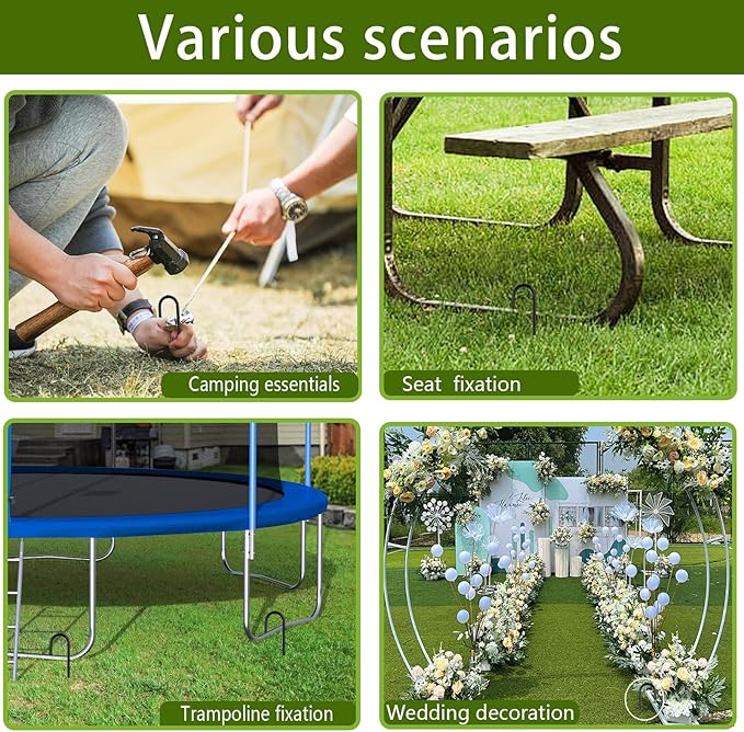 Rebar Stakes 12 Inch, Ground Stakes Heavy Duty J-Hook Black Coated Anti-Rust Heavy Duty Ground Anchors for Garden Dog Fence Chicken Coop Christmas Decorations Deer Fence 30pcs