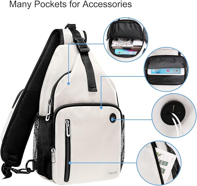 MOSISO Sling Backpack Bag, Crossbody Shoulder Bag Travel Hiking Daypack Chest Bag with Front Square Pocket&USB Charging Port