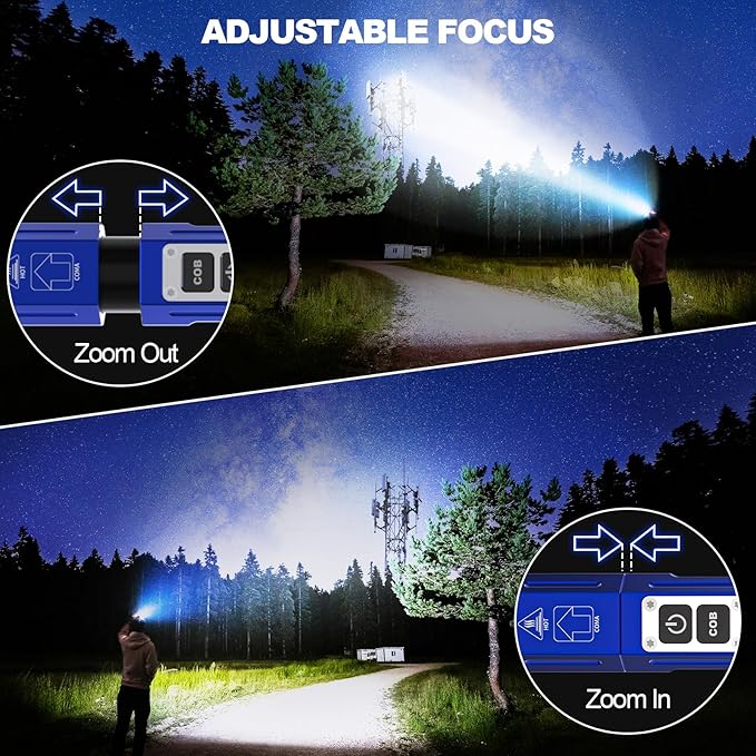 Rechargeable Flashlights High Lumens - Super Bright Small Pocket Magnetic Flashlight, 8 Modes LED Tactical Flash Light, Dual Button Powerful Flashlight for Camping (2, Klein Blue)