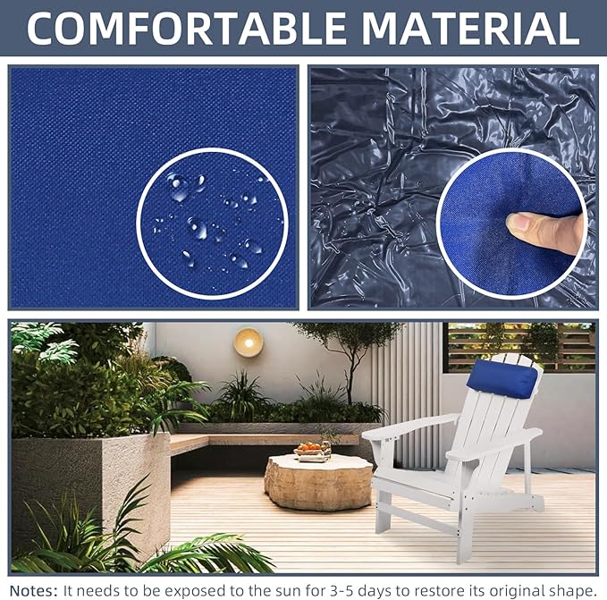 Headrest Pillow for Patio Chaise Lounge Chair, Outdoor Chaise Pillows with Adjustable Elastic Stripe Head Resting Pillows for Recliner Office Chair, Dark Blue