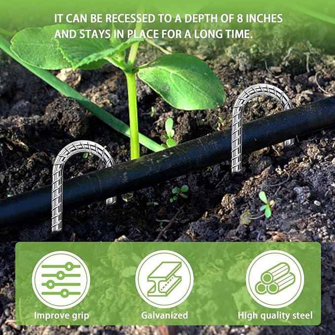 Ground-Stakes-Heavy-Duty-12-Inch, J Hook Rebar Stakes Galvanized Anti-Rust 10pcs Metal Stakes for Ground Heavy Duty Ground Anchors for Garden Dog Fence Chicken Coop Deer Fence