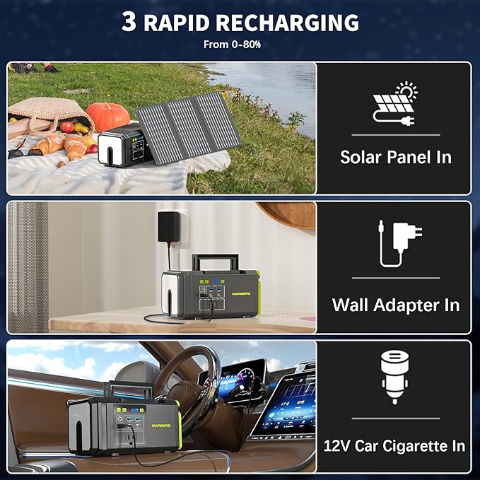MARBERO 118Wh Portable Power Station with Telescopic Camping Lights for Camping Hiking 32000mAh 160W Max Power Bank with AC Outlet USB DC Output Solar Generator with Telecoping Light Emergency