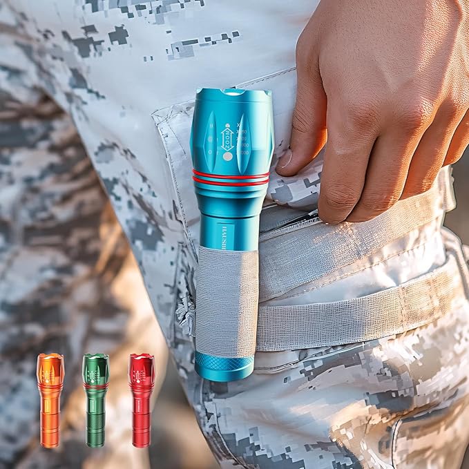 HAUSBELL High Lumen A100 LED Flashlight, Bright & Zoomable Tactical Flashlights Flash Light, with 2 Modes for Emergency and Outdoor Use Camping Accessories(4 Pack)