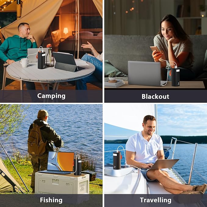 60000mAh Power Bank,Travel Essentials,200W Portable Charger with 2 Fast Charging USB-C &2 USB-A Output,Compatible with Phones Airpods Laptop Drone for Home Backup Travel Camping Essentials