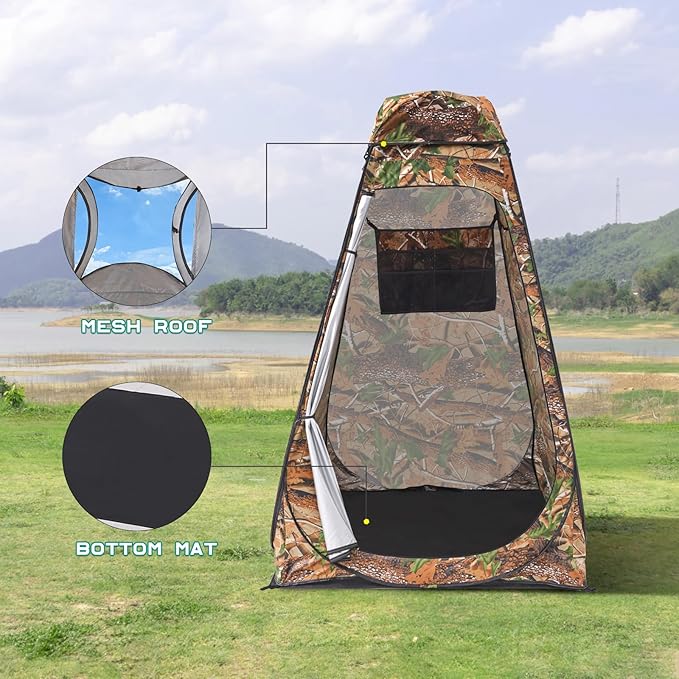 BRIAN & DANY Pop Up Shower Tent, Portable Privacy Camping Changing Tent, Camp Toilet Bathroom Pod with Rain Shelter & Windows, UPF 50+ & Waterproof, 47.2" x 47.2" x 74.8"