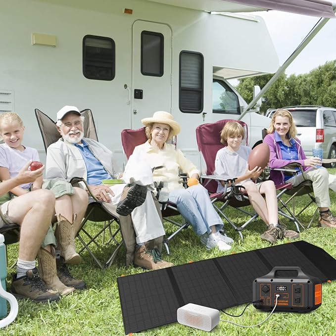 FlexSolar 120W Foldable Solar Panels Chargers 20v-28v DC Output IP65 Waterproof Power Outage Emergency Portable Panels Camping Home RV for Solar Power Station Generators Battery Packs