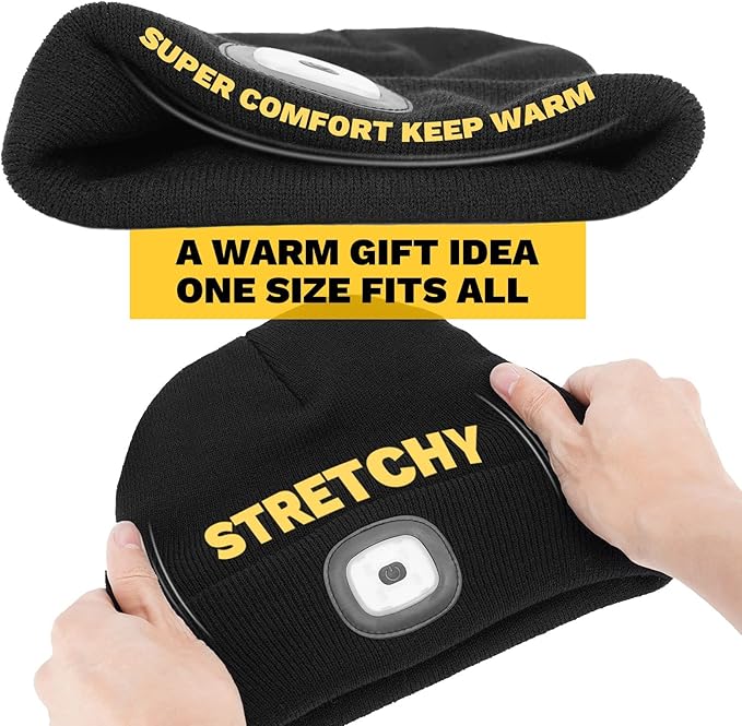 LED Beanie Hat with Light, USB Rechargeable LED Headlamp, Gifts for Men, Him, Husband, Boyfriend, Gifts for Dad, Husband, Father, Camouflage