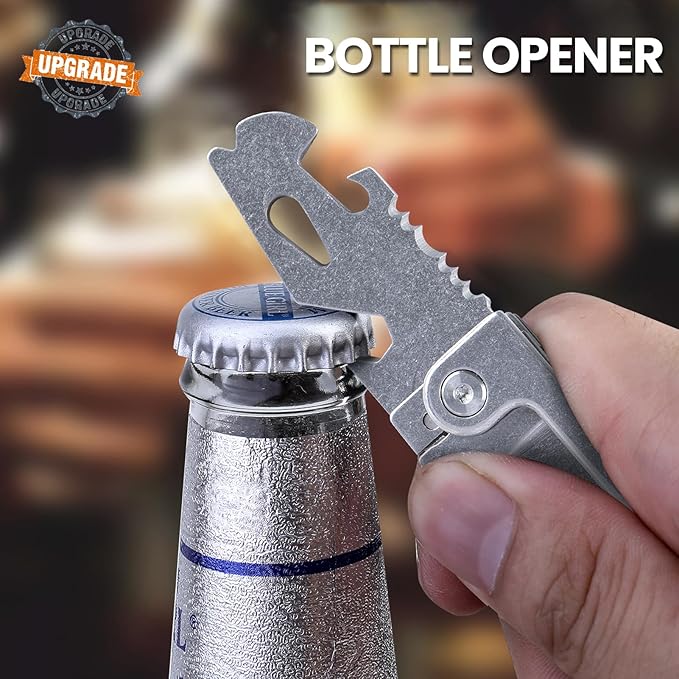 EDCFANS Keychain Multitool Knife, Multi Tools Keychains, Fathers Day Dad Gifts for Men, Tanto Pocket Knives with Clip, Bottle Opener, Box Cutter, Pry Bar, Screwdriver Wrench, EDC Hiking Camping Gear