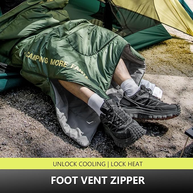 BISINNA Ultralight Sleeping Bag - Poratble Backpacking Lightweight Camping Wearm Weather 3 Season with Compression Sock for Adult Kids Outdoor Hiking