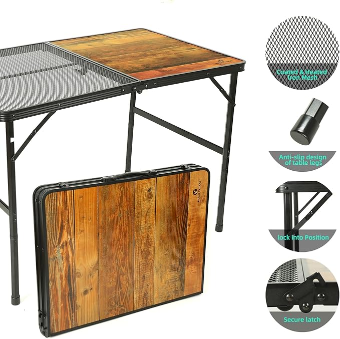 ROCK CLOUD Portable Camping Table Ultralight Aluminum Folding Grill Table Small Camp Table for Beach Hiking Backpacking Outdoor Picnic RV BBQ