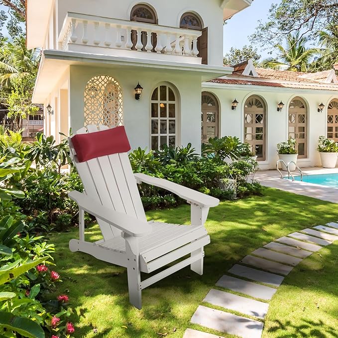 Outdoor Chaise Pillows, 2 Pcs Headrest Pillow for Patio Chaise Lounge Chair with Adjustable Elastic Stripe Head Resting Pillows for Recliner Office Chair, Dark Red