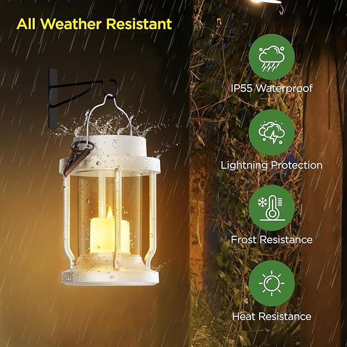 Solar Lantern Outdoor & Indoor Use – Hanging Solar Lights with Realistic Flickering Flameless Candle, Weatherproof for Gardens, Patios, Trees, and Lawns (White, 8 Pack)