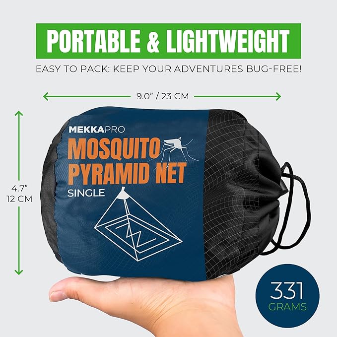MEKKAPRO Mosquito Netting for Camping with Carry Bag, Mosquito Net Tent, Compact and Lightweight Bug Net for Camping, Mosquito Netting for Bed, Fits Sleeping Bags, Tent, Bed (Single)