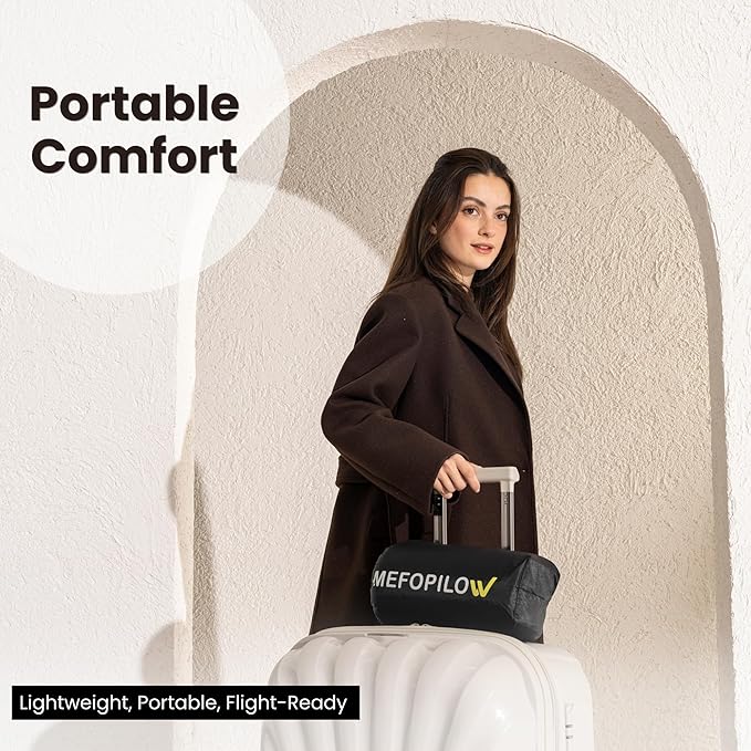 Memory Foam Travel Pillow with Washable Cover & Carry Bag – Compact, Soft & Breathable Neck Pillow for Airplane, Camping & Car (Gray- Without Spare Cover, 15.7x9.8x3.9 inches)