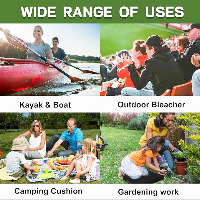 Multi-Functional Stadium Seat Cushions 2 Pack, Waterproof Oxford Filled with High Resilence Sponge, for Any Outdoor Events Use (Blue)