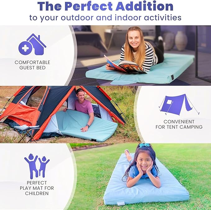 Hazli Matrix Comfort-Cell Memory Foam Camping Mattress Pad - Portable Foam Sleeping Pad for Camping - Roll up Sleeping Mat for Adults - Floor Mattress Guest Floor Bed for Sleepover, Car SUV Cot