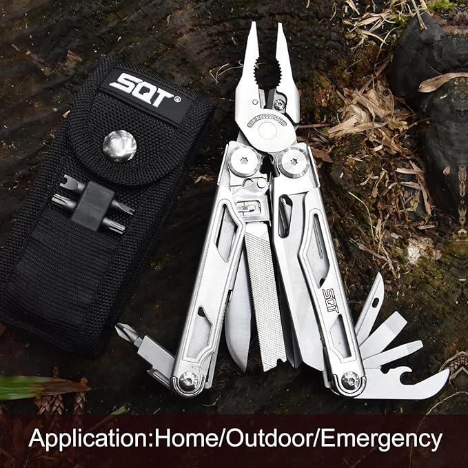 SQT2045 20-in-1 Multitool, Foldable & Self-Locking, Professional Tool for DIY, Home Repairs & Outdoor Camping, Must-Have Gifts for Men, Compact & Durable-