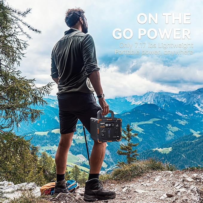 EM300 Portable Solar Station, 259Wh LiFePO4 Battery, 65W USB-C PD Fast Charging, 600W Peak, AC/DC/USB-A Output for Camping, Home and Emergency Use (300W Portable Power Station)