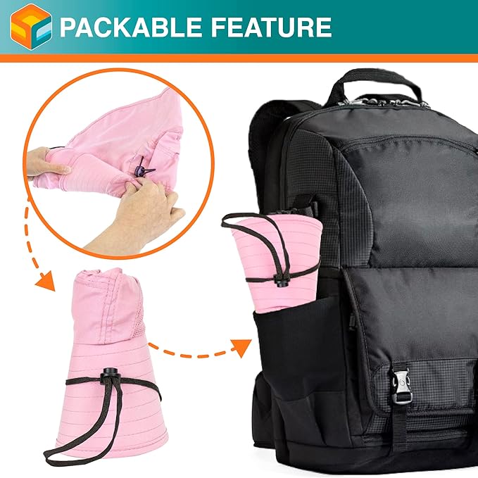 SUN CUBE Wide Brim Sun Hat with Neck Flap, UPF50+ Hiking Safari Fishing Hat for Men Women, Sun Protection Beach Hat