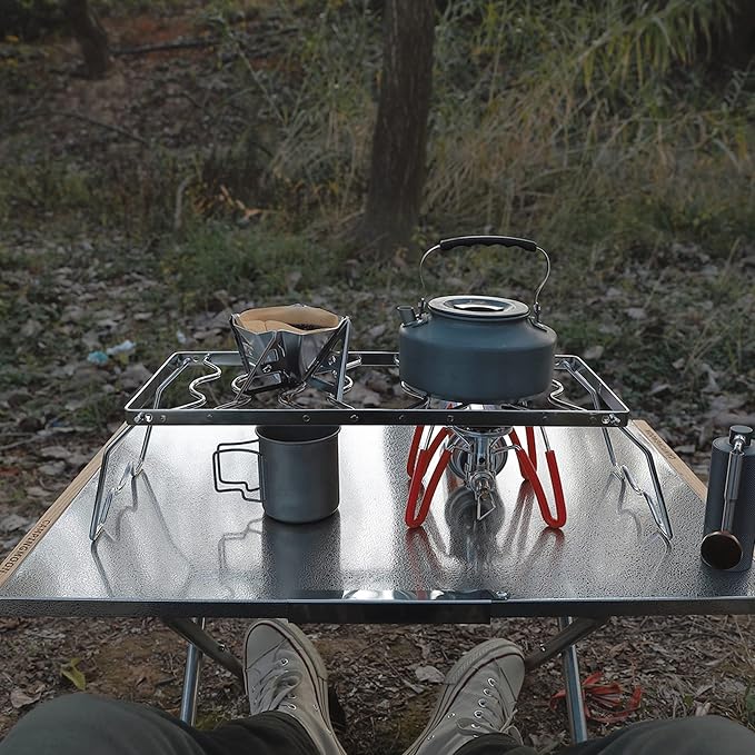 CAMPINGMOON Portable Folding Camping Campfire Grill over Fire Split Stoves 304 Stainless Steel (13.8’’L (MS-1111))