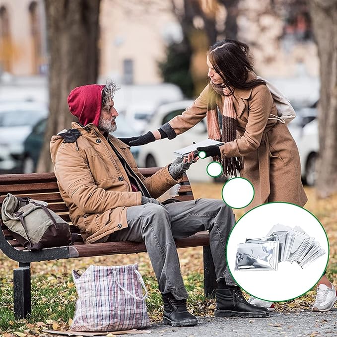 10 Pack Mylar Emergency Thermal Blankets for Survival, Thick Reusable Mylar Space Blankets Bulk 52x84 Emergency Foil Blankets for Warmth, Camping, Runners, Spa, First Responders