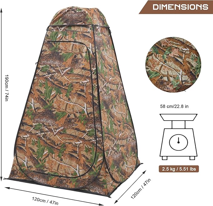 BRIAN & DANY Pop Up Shower Tent, Portable Privacy Camping Changing Tent, Camp Toilet Bathroom Pod with Rain Shelter & Windows, UPF 50+ & Waterproof, 47.2" x 47.2" x 74.8"