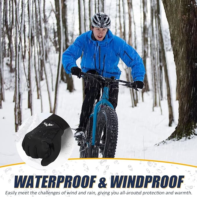 Pixel Panda Winter Gloves for Men Women Warm Touchscreen Gloves for Cold Weather Thin Water-Resistant Windproof Non-Slip Gloves for Cycling, Driving, Running, Hiking