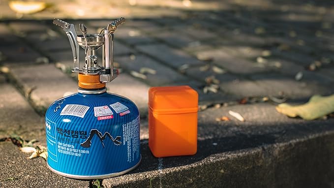 Backpacking Stove Portable Camping Stove Hiking Stove Backpack Stove With Piezoignition Support Wind-Resistance For Outdoor cooking tongs (ORANGE)