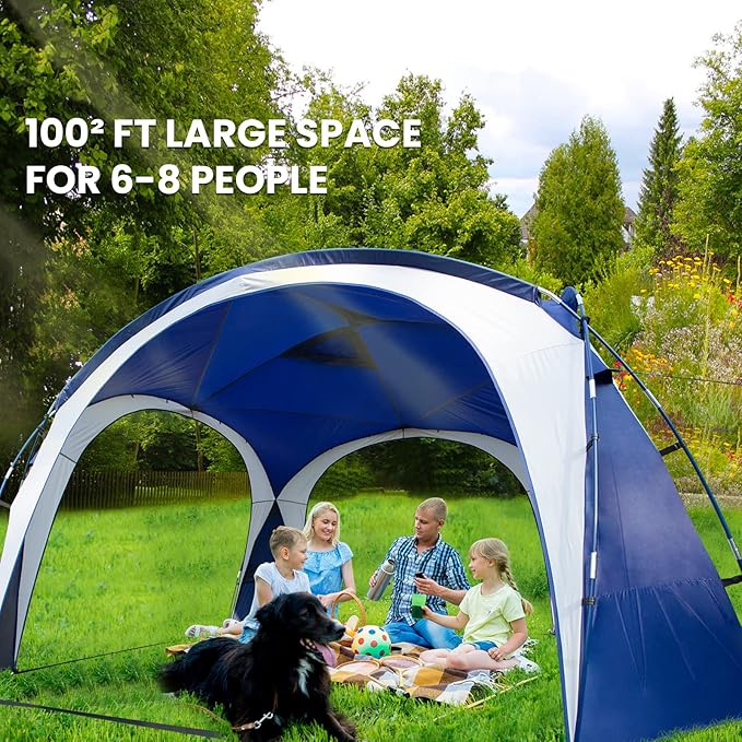 UNP Easy Beach Tent Pop Up Canopy UPF50+ Tent with Side Wall, Ground Pegs, and Stability Poles, Sun Shelter Rainproof, Waterproof for Camping Trips, Backyard Fun, Party Or Picnics