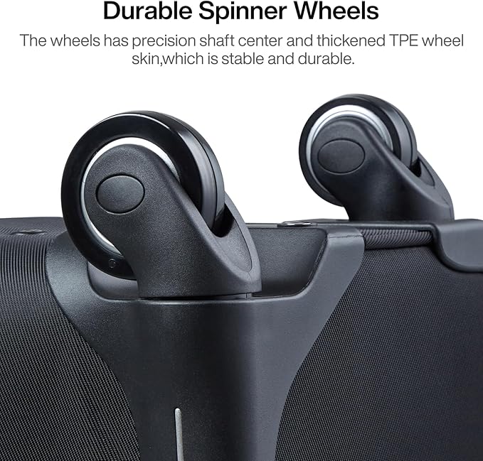 Hanke Luggage Sets 2 Piece Softside Expandable Luggage With Spinner Wheels TSA Lock,Travel Luggage Rolling Suitcase Checked Luggage Black(20/28)