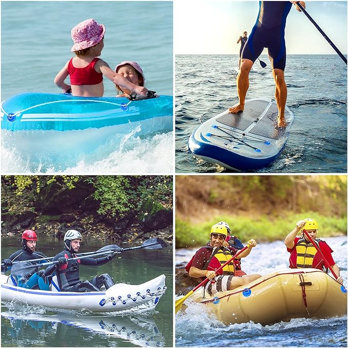 TOBWOLF 6 Pack Stainless Steel D-Ring Patch for Inflatable Boat Kayak Dinghy SUP, D-Ring PVC Patch Stand-Up Paddleboard Canoe Rafting Accessories, NO Glue Included