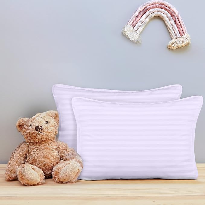 Utopia Bedding Toddler Pillow (Lavender, 2 Pack), 13x18 Pillows for Sleeping, Soft and Breathable Cotton Blend Shell, Small Kids Pillow Perfect for Toddler Bed and Travel (Intended for Age 2 and up)