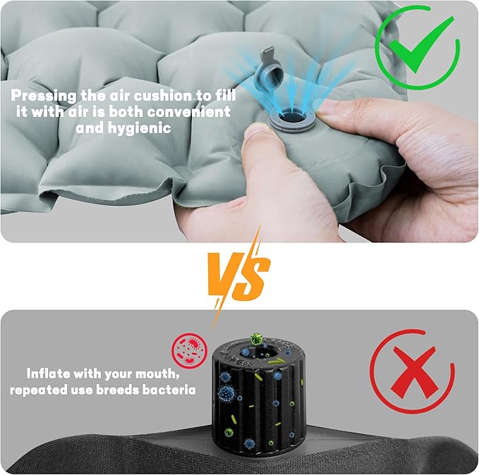 ONTYZZ Inflatable Seat Cushion Lightweight Stadium Seat Pad Travel Air Seat Cushion for Hiking Office Airplane Stadium Car