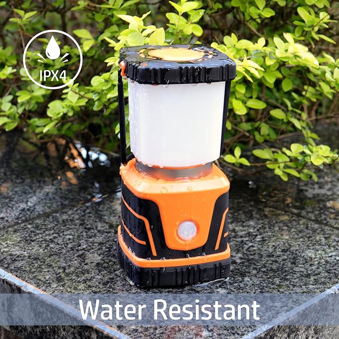 LED Camping lamp Super Bright 1500 lumens 4 Light Modes Dimmable searchlight Battery-Powered Emergency lamp Suitable for Night Hiking Tent Lighting Emergencies Power outages (Orange X2)