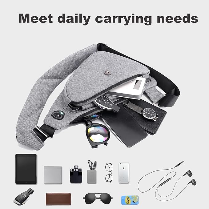 Peicees Sling Bag For Men Women Small Crossbody Backpack Shoulder Bag Man Purse Chest Bag For Hiking Travel
