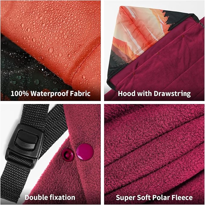 Waterproof Stadium Blanket, Fleece Camping Blanket Wearable Soft Warm Camp Blanket for Outdoor Camping, Picnic, Stadium, Sports, Beach, Car