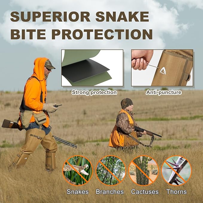 Snake Guard Chaps Waterproof Snake Chaps for Hunting Snake Bite Protection Gear Adjustable Size Snake Proof Gaiters Fit for Men & Women Anti-Snake Gaiters for Legs Cover From Ankle to Thigh