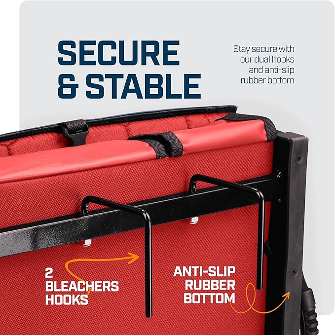 Folding Reclining Stadium Seats with Back Support for Bleachers, Bleacher Chairs with Back and Cushion Seating for Football, Camping Chair, Kayak Seat, Canoe, Paddle Board, Concerts, & Sports Events