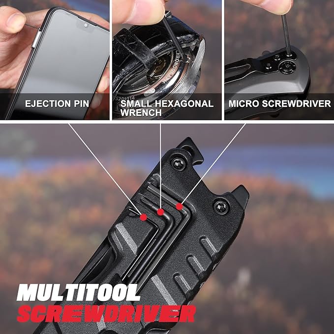 19 In 1 Multitool Pocket Knife - EDC, Outdoor, Camping Gear, Pocket Knife for Men, Brother, Uncle, Grandpa, Cool Gadgets Gifts Idea, Stocking Stuffers for Christmas, Birthday, Fathers day