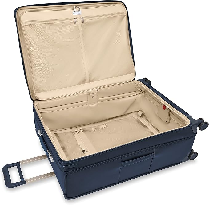 Briggs & Riley 31" Extra Large Expandable Spinner - Checked Luggage for Travel, Suitcases with Wheels, Softside Rolling Bag for Men & Women, Self-Repairing Zipper - Baseline Collection, Navy