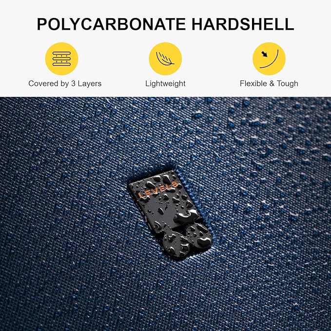 LEVEL8 Carry on Luggage Airline Approved, Carry-on Suitcases with Wheels, Lightweight Hardside Luminous Textured Luggage for Travel with Tsa Lock, 20 Inch, Navy