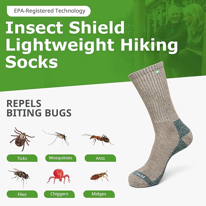 Lightweight Hiking Socks With Permethrin Bug Repellant - Protective Clothing for Men & Women